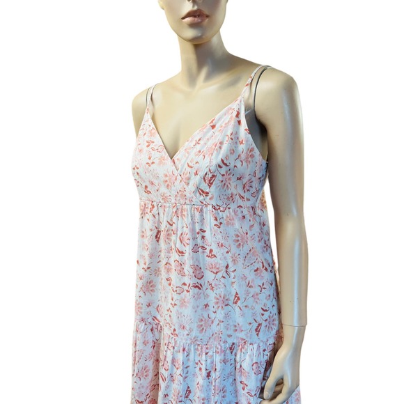 Aqua Midi Dress Size Large Made in India 100% Cotton Smocked Back Panel Lined - Picture 8 of 10